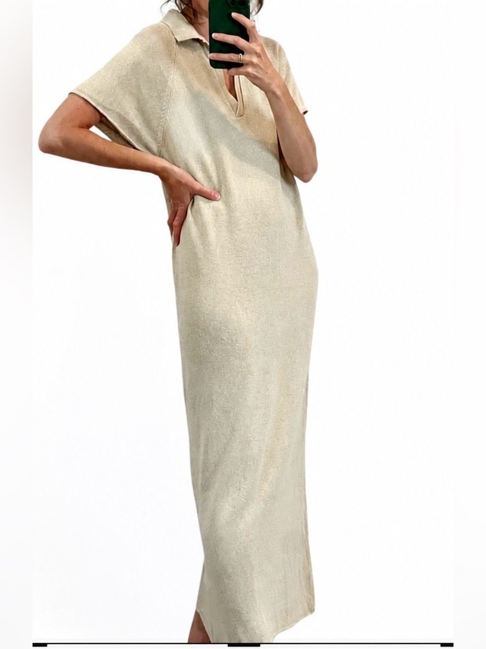 Zara Cream Polo Collar Maxi Dress